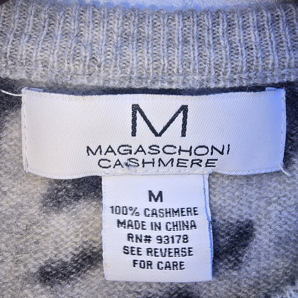 M MAGASCHONI CASHMERE Grey Combo Leopard Sweater 100% Cashmere - Picture 6 of 6